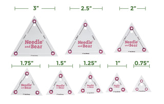 Needle and Bear Triangle Quilting Templates - Set of 8 (3/4 inch - 3 inches)