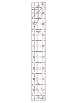 Needle and Bear 2.5" x 18" Non-Slip Acrylic Quilting Ruler