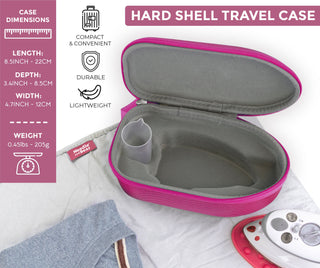 Needle and Bear Mini Steam Iron with Hard Travel Case (Pink Case)