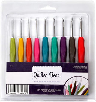 The Quilted Bear 9 Piece Ergonomic Crochet Hook Set (2mm-6mm)