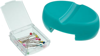 The Quilted Bear Magnetic Pin Dish with 25 Sewing Pins (Turquoise)