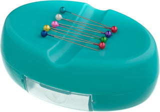 The Quilted Bear Magnetic Pin Dish with 25 Sewing Pins (Turquoise)