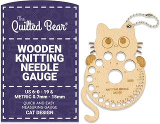 The Quilted Bear Wooden Knitting Gauge (Cat)