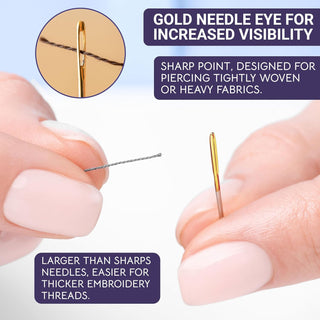 The Quilted Bear Gold Eye Crewel Embroidery Needles with Wooden Case (3/9)