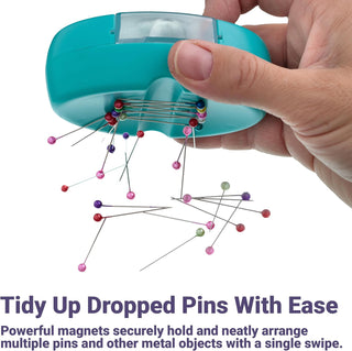 The Quilted Bear Magnetic Pin Dish with 25 Sewing Pins (Turquoise)