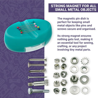 The Quilted Bear Magnetic Pin Dish with 25 Sewing Pins (Turquoise)