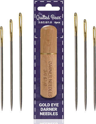 The Quilted Bear Gold Eye Darning Needles with Wooden Case (3/2/1)