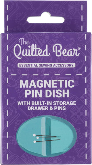 The Quilted Bear Magnetic Pin Dish with 25 Sewing Pins (Turquoise)