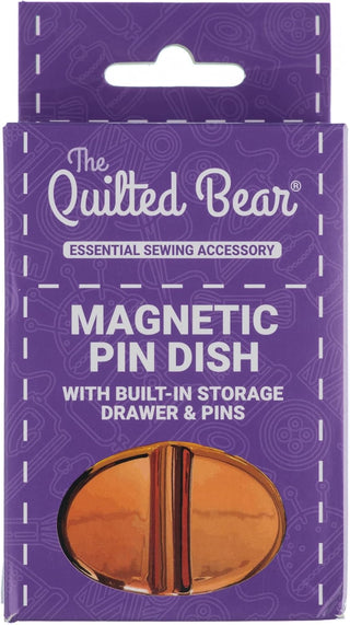 The Quilted Bear Magnetic Pin Dish with 25 Sewing Pins (Rose Gold)