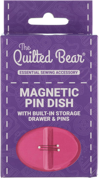 The Quilted Bear Magnetic Pin Dish with 25 Sewing Pins (Pink)