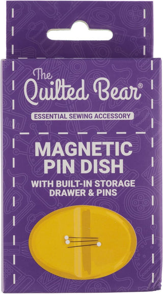 The Quilted Bear Magnetic Pin Dish with 25 Sewing Pins (Yellow)