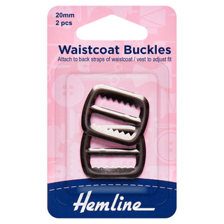 Hemline Gunmetal Vest/Waistcoat Buckles 20mm - 2 Pack