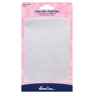 Hemline Iron-On Cotton Twill Patches 10 x 15cm - White