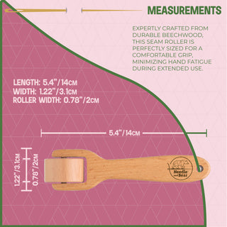 Needle and Bear Wooden Seam Roller