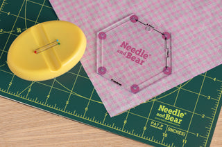 Needle and Bear Hexagon Quilting Templates - Set of 8 (3/4 inch - 3 inches)
