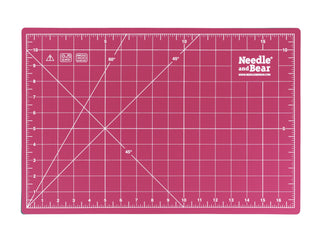 Needle and Bear 12" x 18" (A3) Double Sided Self Healing Cutting Mat - Pink