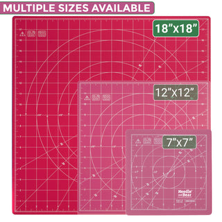 Needle and Bear Rotating Cutting Mat 18'' x 18'' (Pink)