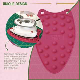 Needle and Bear Mini Silicone Iron Rest (Pink)