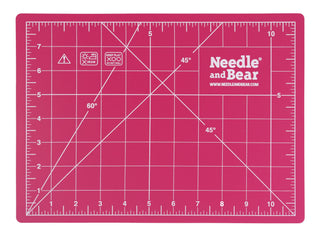 Needle and Bear 9" x 12" (A4) Double Sided Self Healing Cutting Mat - Pink