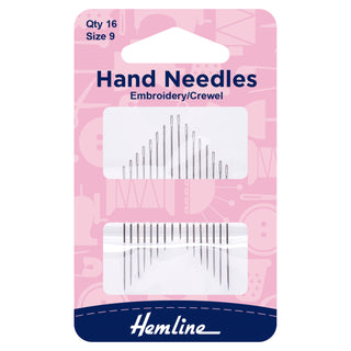 Hemline Embroidery/Crewel Hand Sewing Needles Size 9