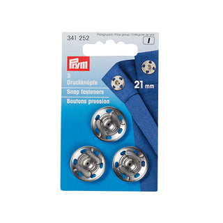 Prym Brass Sew-On Snap Fasteners 21mm Silver