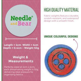 Needle and Bear Pattern Weights for Dressmaking & Sewing (Lenny Cornforth - Buttons)