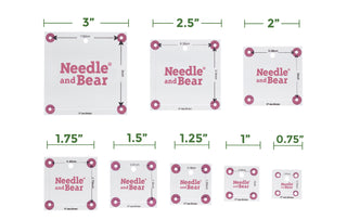 Needle and Bear Square Quilting Templates - Set of 8 (3/4 inch - 3 inches)