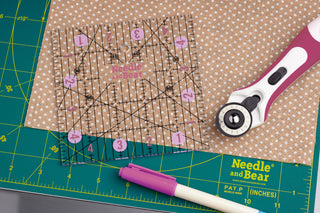 Needle and Bear 6" x 6" Non-Slip Acrylic Quilting Ruler