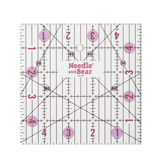 Needle and Bear 5" x 5" Non-Slip Acrylic Quilting Ruler