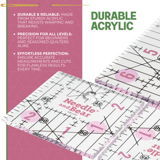 Needle and Bear 6" x 12" Non-Slip Acrylic Quilting Ruler