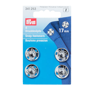 Prym Brass Sew-On Snap Fasteners 17mm Silver
