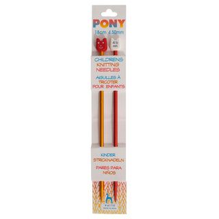 Pony Children's Aluminum Coloured Single-Ended Knitting Pins 18cm Range
