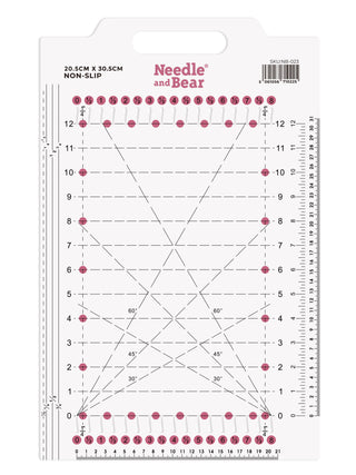 Needle and Bear 8" x 12" Non-Slip Acrylic Quilting Ruler