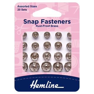 Hemline Assorted Nickel Sew-On Snap Fasteners