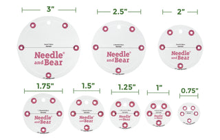 Needle and Bear Circle Quilting Templates - Set of 8 (3/4 inch - 3 inches)