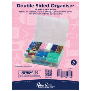 Hemline Transparent Large Bead & Button Box/Organiser 9.4 x 12 x 3.4cm