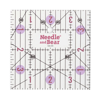 Needle and Bear 4" x 4" Non-Slip Acrylic Quilting Ruler