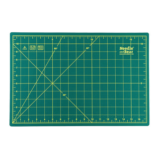 Needle and Bear 12" x 18" (A3) Double Sided Self Healing Cutting Mat - Green