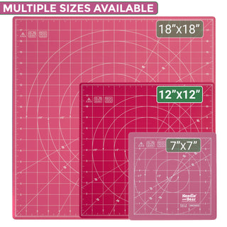 Needle and Bear Rotating Cutting Mat 12'' x 12'' (Pink)
