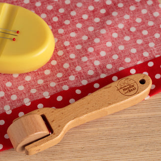 Needle and Bear Wooden Seam Roller