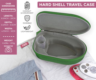 Needle and Bear Mini Steam Iron with Hard Travel Case (Green Case)