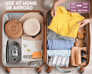 Needle and Bear Mini Steam Iron with Hard Travel Case (Pink Case)