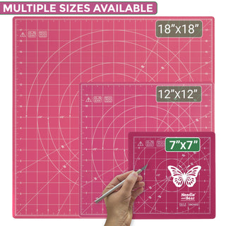 Needle and Bear Rotating Cutting Mat 7'' x 7'' (Pink)