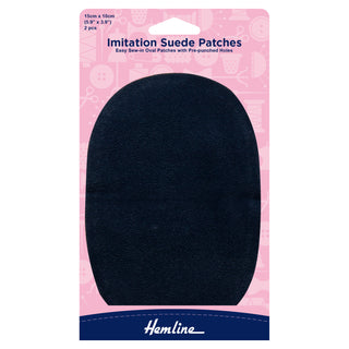 Hemline Navy Sew-In Imitation Suede Patches 10 x 15cm