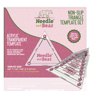 Needle and Bear Triangle Quilting Templates - Set of 8 (3/4 inch - 3 inches)