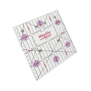 Needle and Bear 4" x 4" Non-Slip Acrylic Quilting Ruler