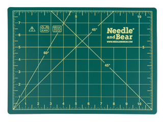 Needle and Bear  9" x 12" (A4) Double Sided Self Healing Cutting Mat - Green