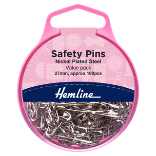 Hemline Nickel Safety Pins Value Pack